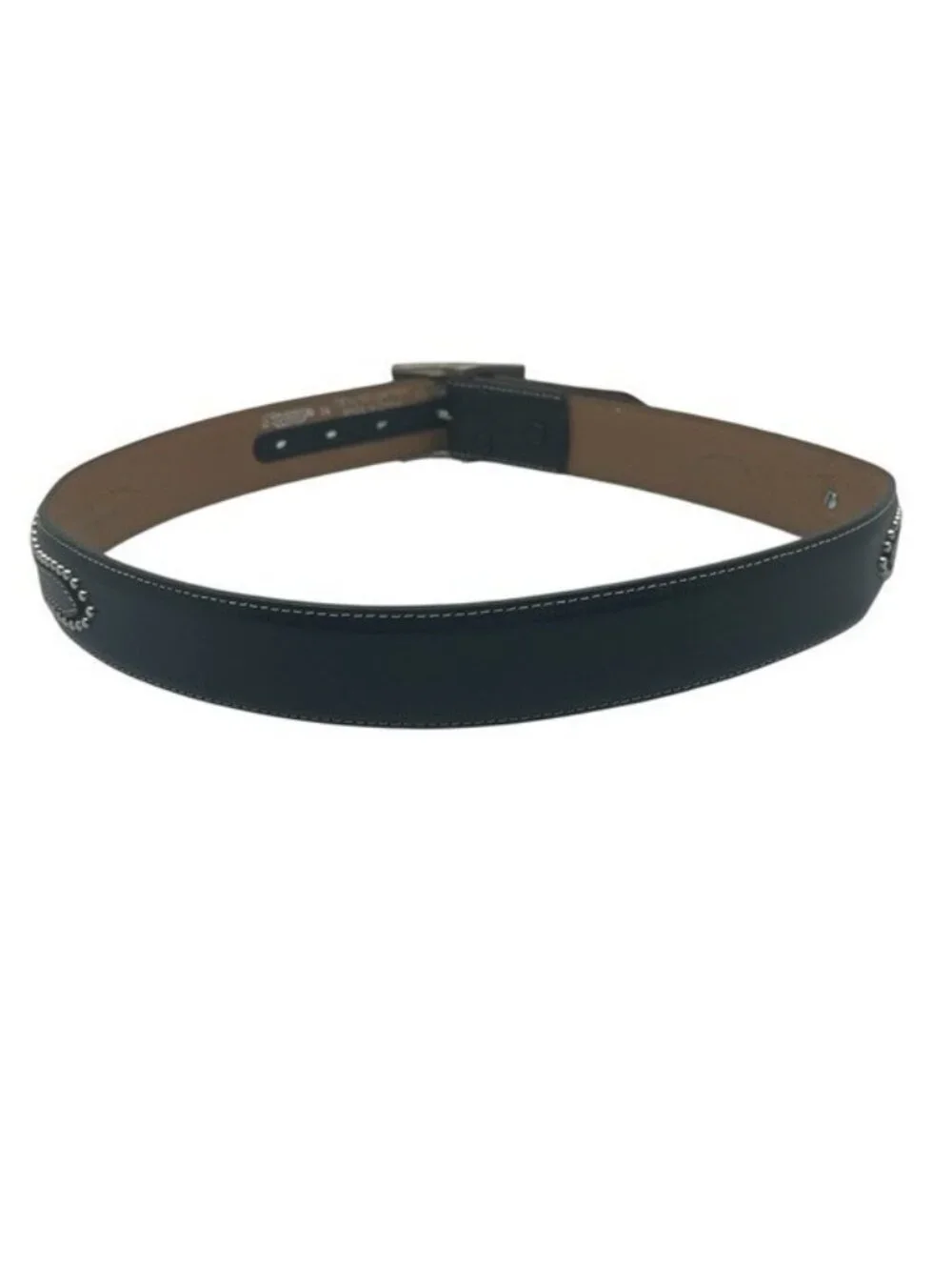 Nocona Men's 34 Belt Black Leather Western Cowboy Texas Star Studded N2479201